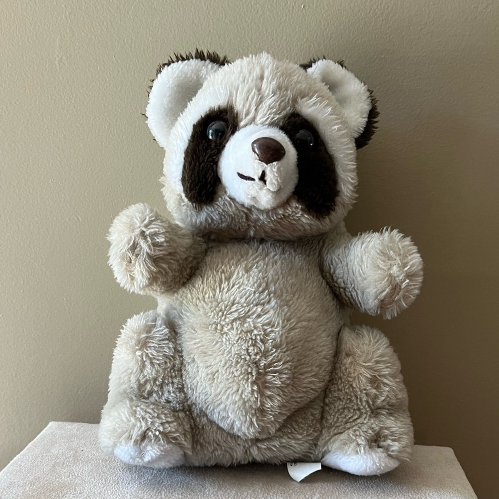 Vintage 1980s Daekor Pot Belly Raccoon Plush Toy